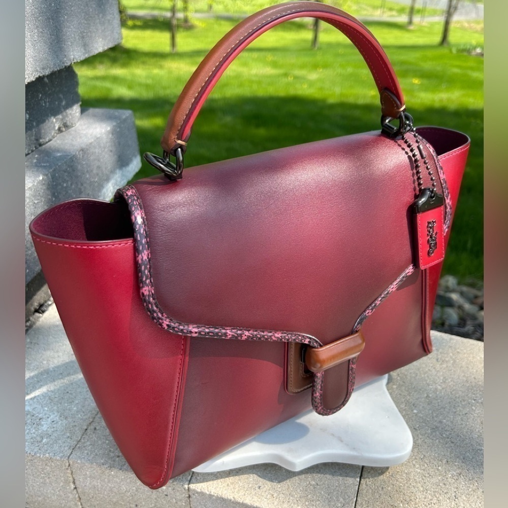 Coach 1941 Courier Carryall Color block Apple Red, Burgundy, Brown, 701 NWT - Picture 11 of 16